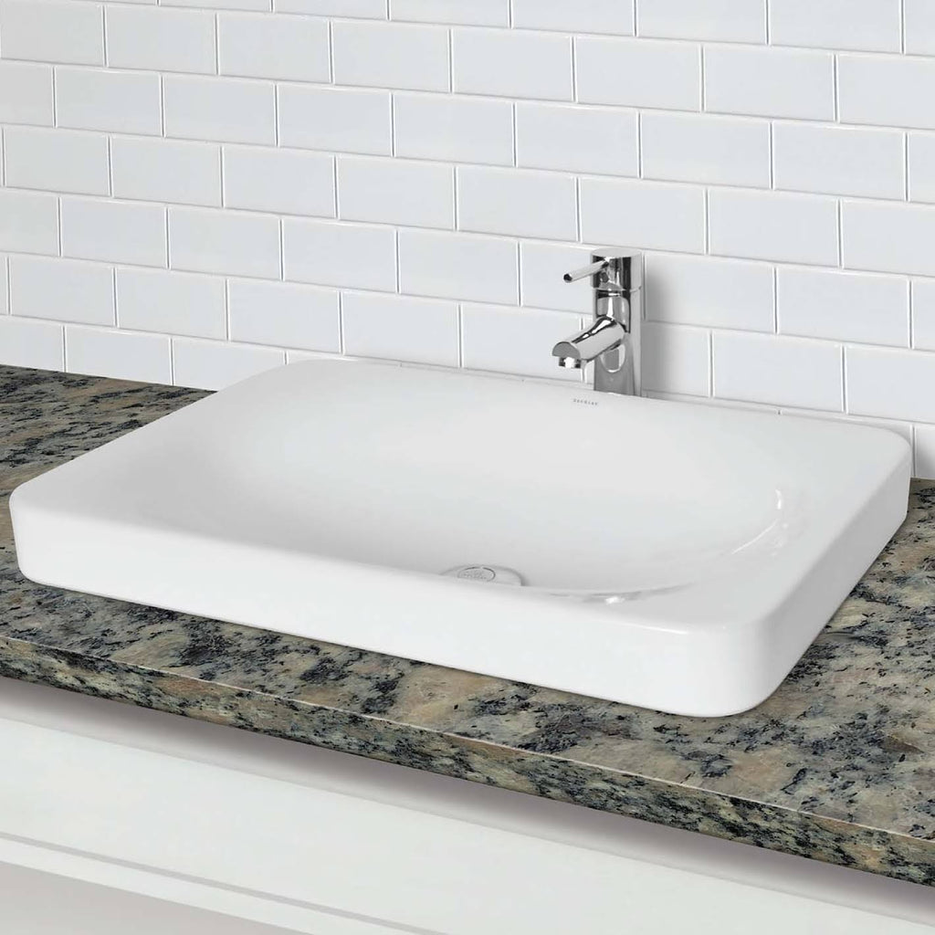 White Semi-Recessed Rectangular Lavatory Sink A3242