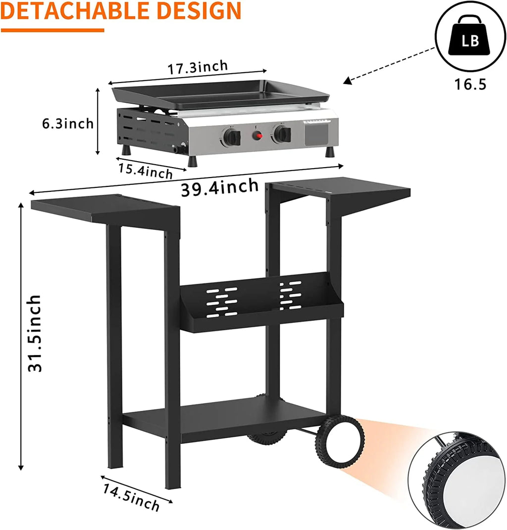 3 Burner Propane Gas Griddle with Side Shelves B990