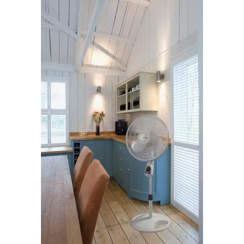 16 in. 3 Speed Oscillating Pedestal Fan with Remote Control in White Q433