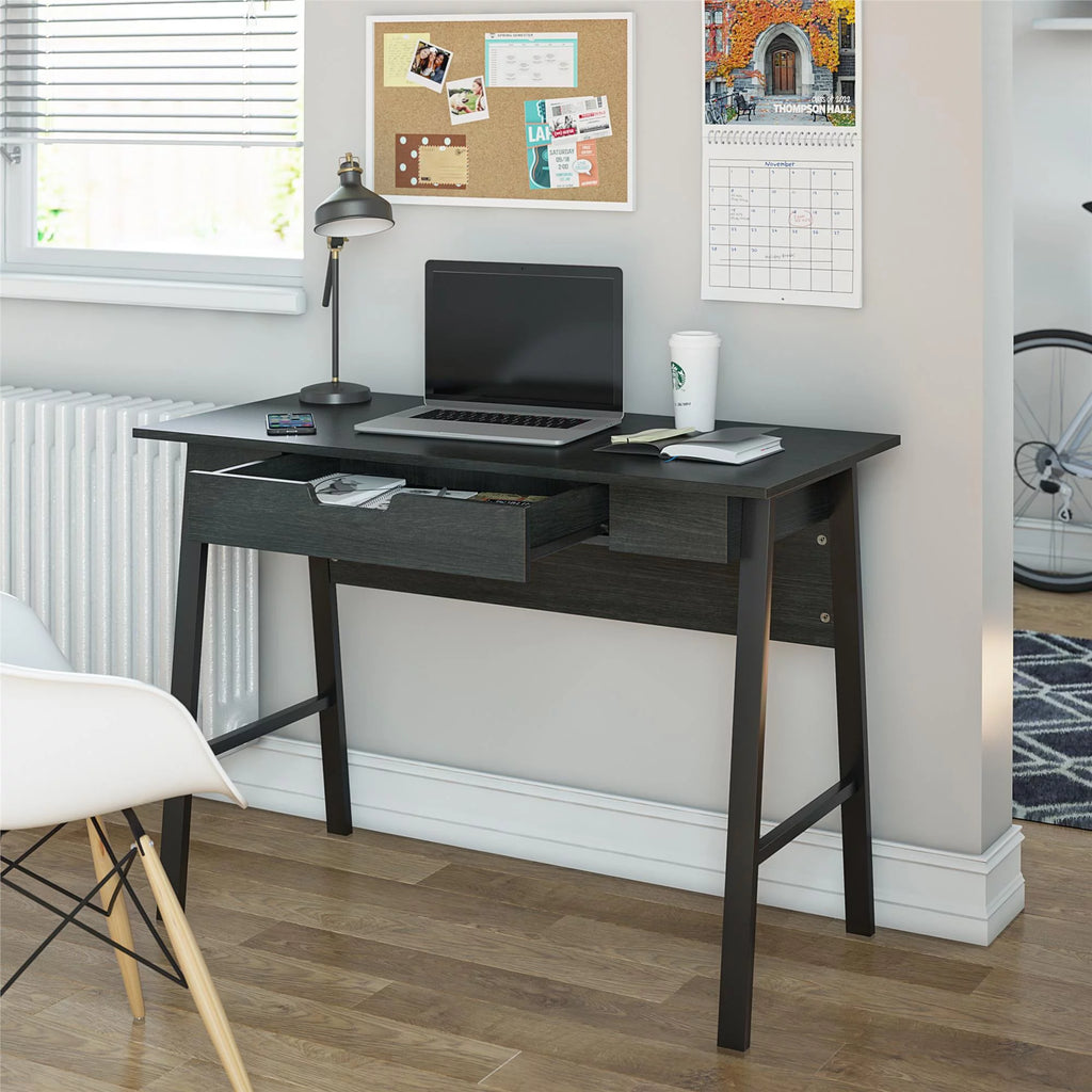 Black Oak Computer Desk with Drawer E976