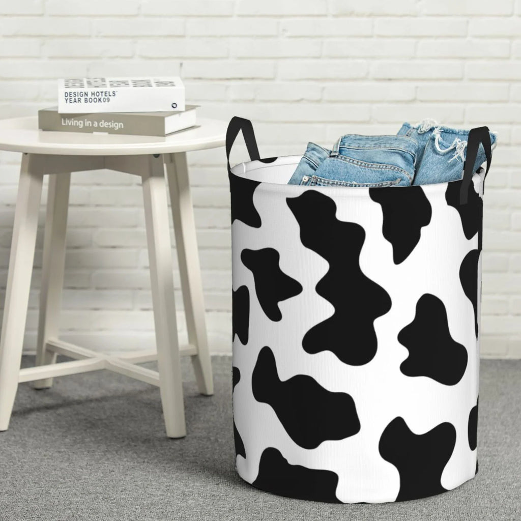 Milk Cow Laundry Hamper with Handles Collapsible Waterproof T339