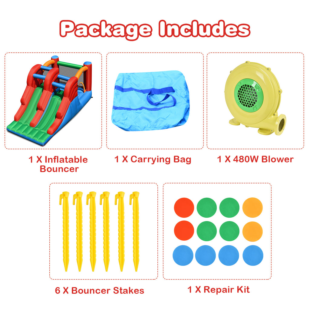 Inflatable Double Slide Bounce House with Blower Y568