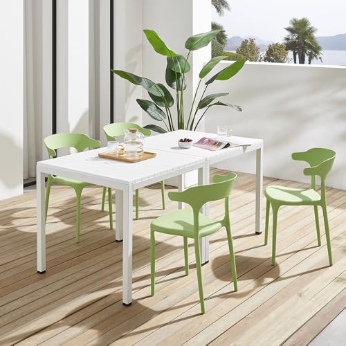 Stackable Plastic Dining Chair Set of 4 Charcoal Gray U921021