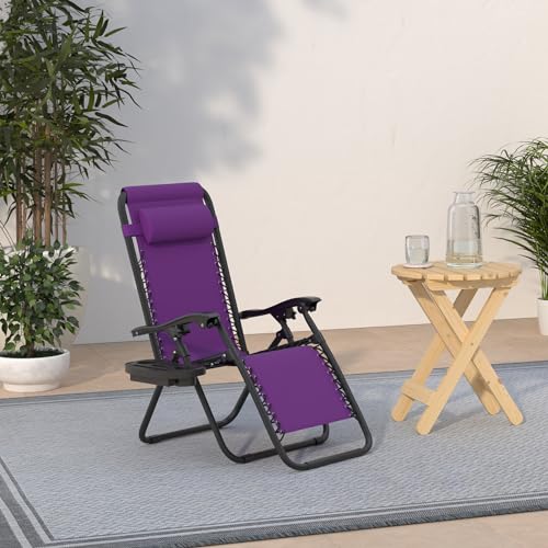 Set of 2 Black Adjustable Steel Mesh Zero Gravity Lounge Chair Recliners M4259