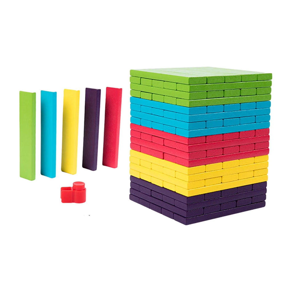 100 Pieces Wooden Stacking Blocks Building Kits Board Game E7188