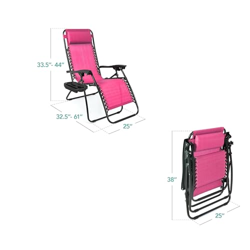 Set of 2 Black Adjustable Steel Mesh Zero Gravity Lounge Chair Recliners M4259