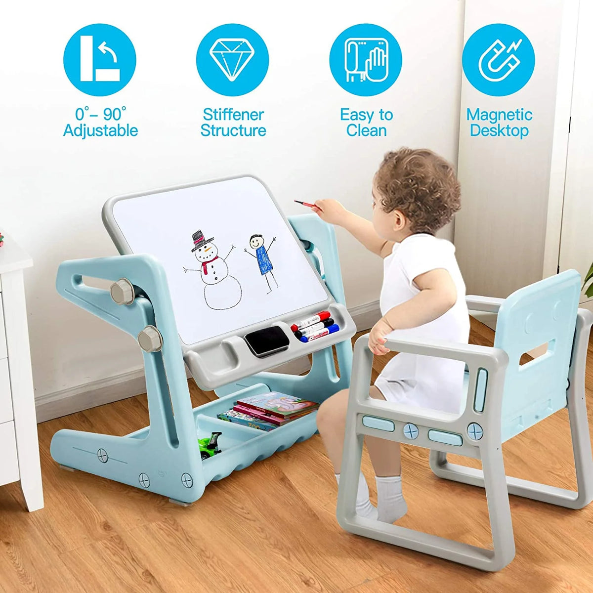 2 in 1 Kids Table & Chair Blue B933322