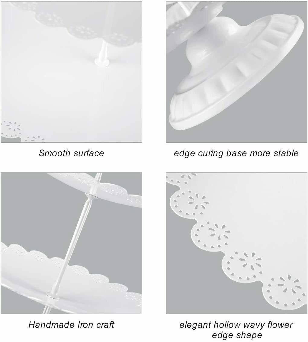 White Metal 3 Piece Cake Stand Set P50125