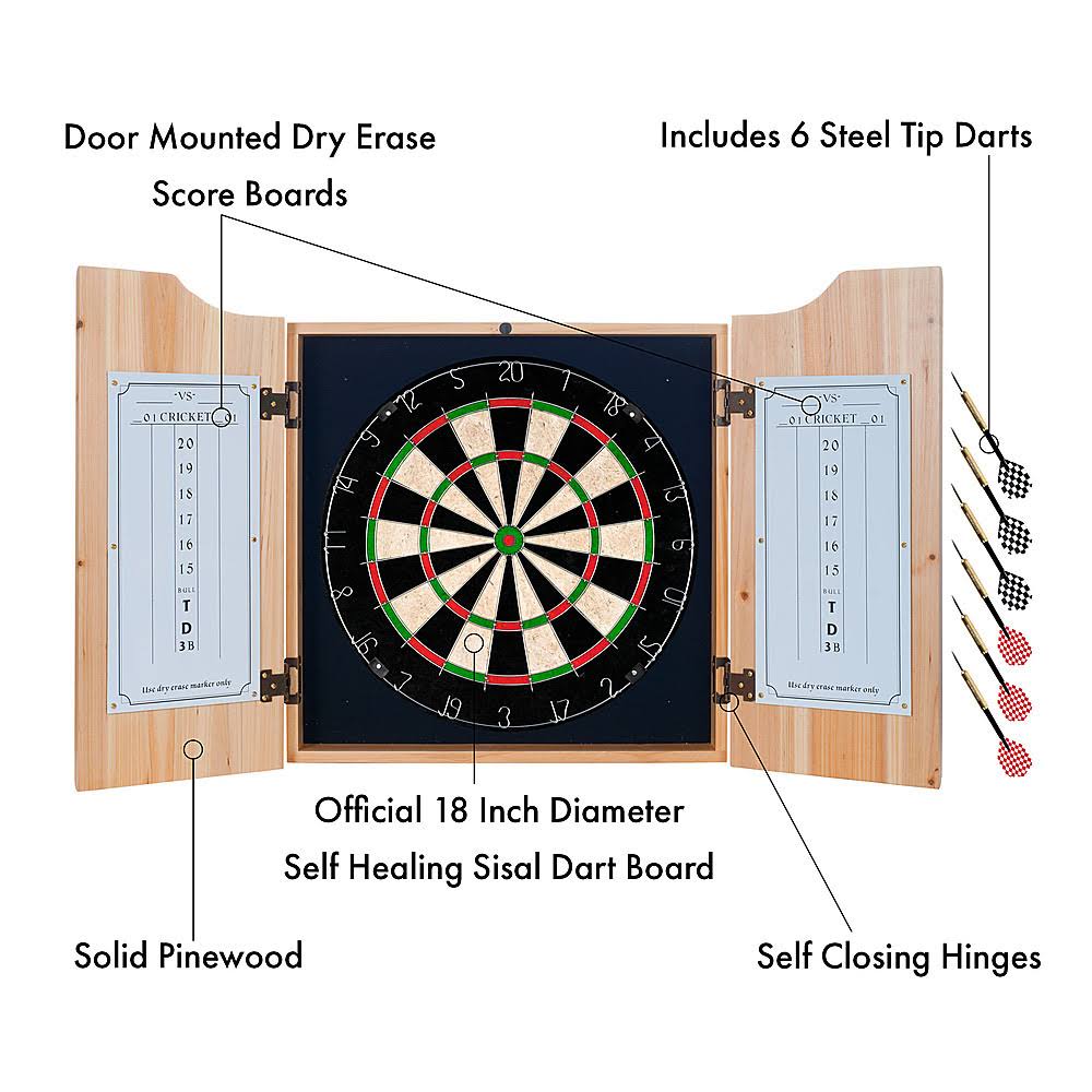 Dart Cabinet Set with Darts and Board P56748