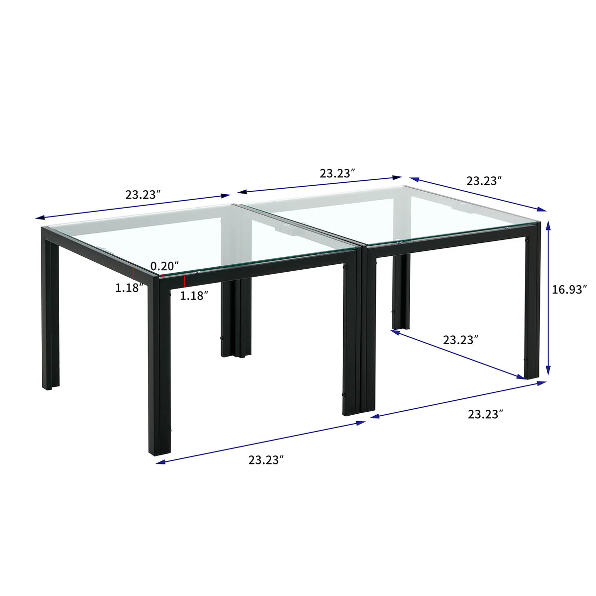Coffee Table Set of 2 Tempered Glass W50325