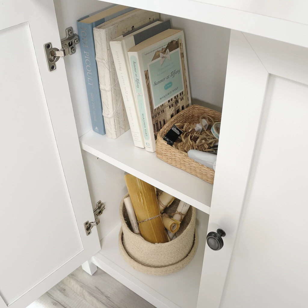 Soft White Storage Console TV Stand O5971