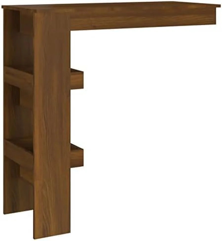 Black Engineered Wood Wall Table with Compartments G853796