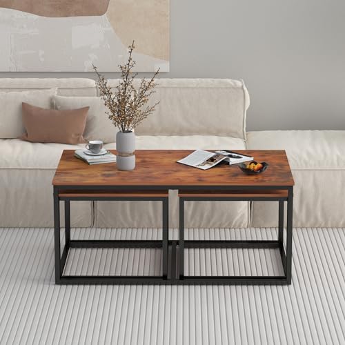 3 Piece Industrial Rectangular Nesting Coffee Table Set X30791