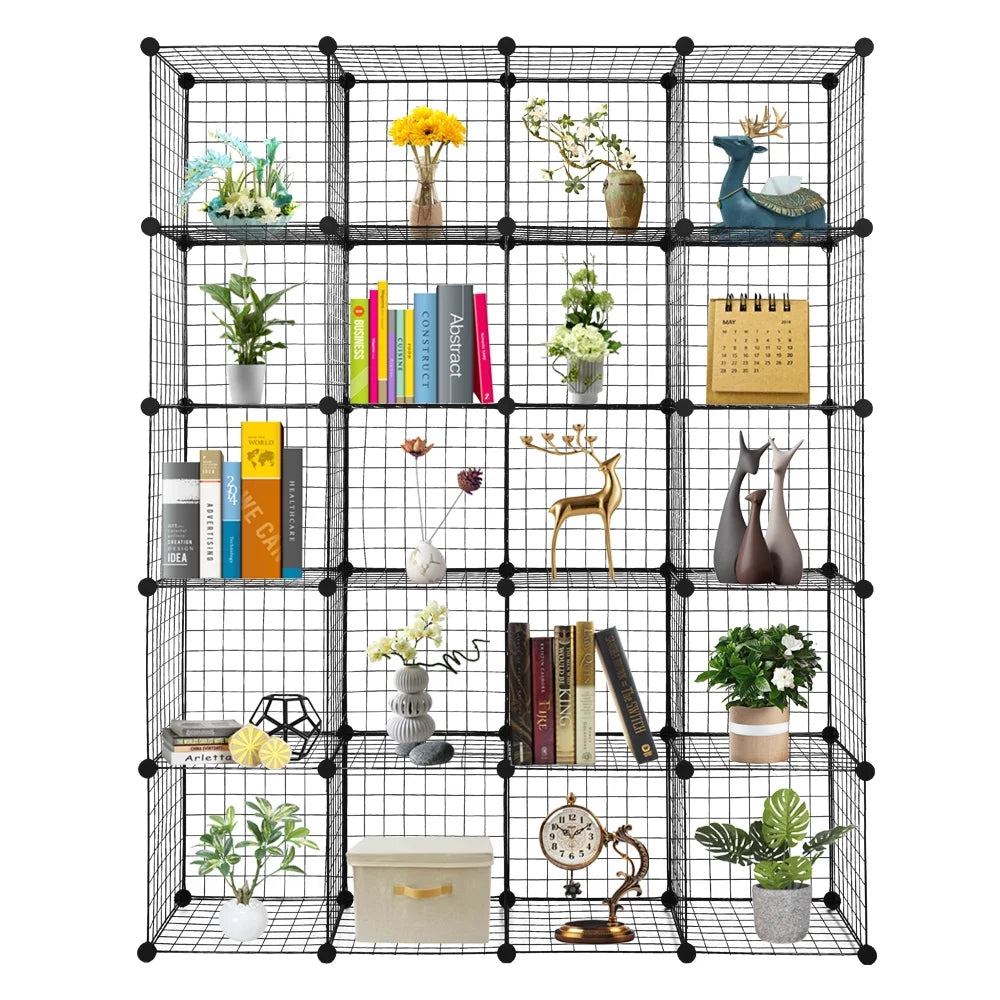 Black Metal 20-Cube Organizer Shelves I5041