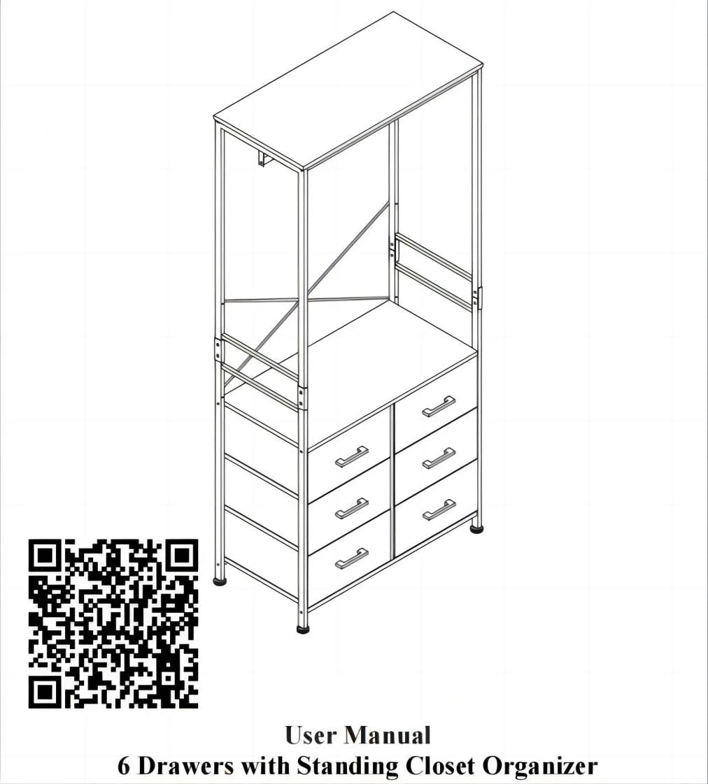 Clothing Rack with Hanging Rod and 6 Drawer R46266
