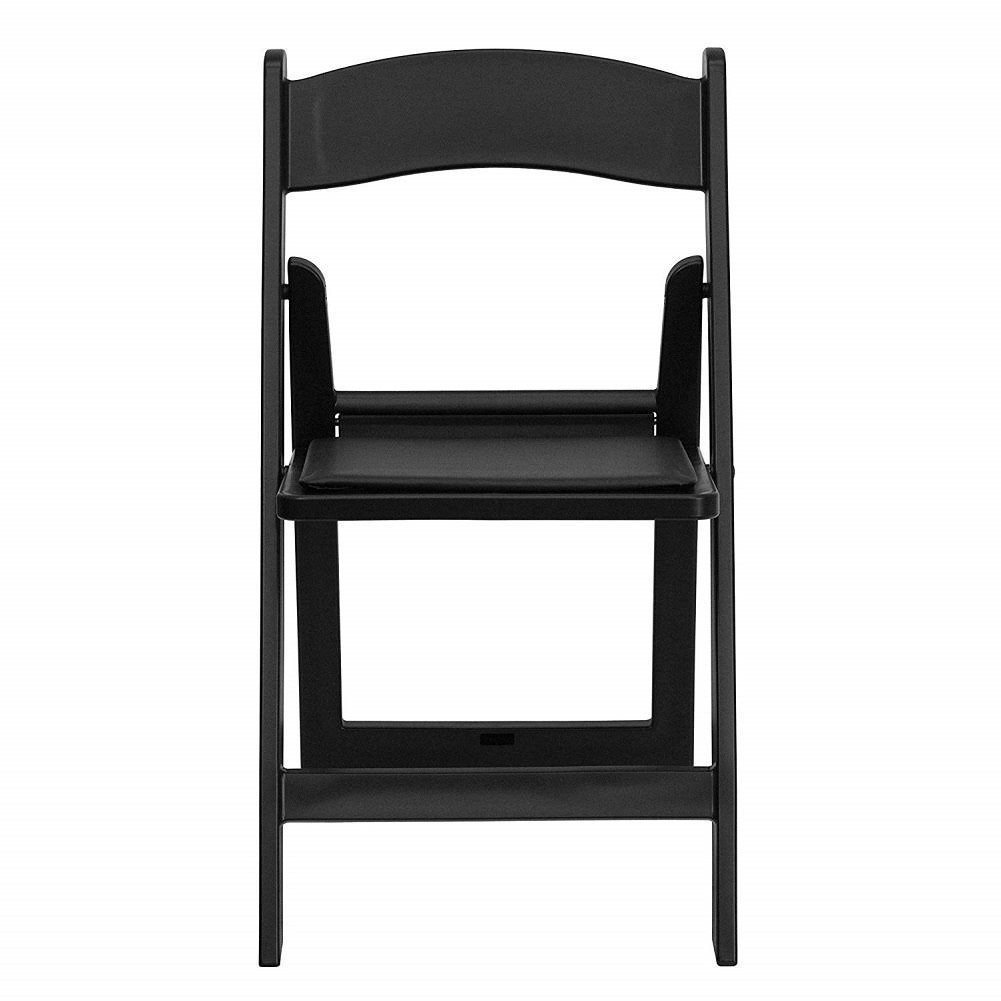 Black Resin Folding Chair with Vinyl Padded Seat E7446
