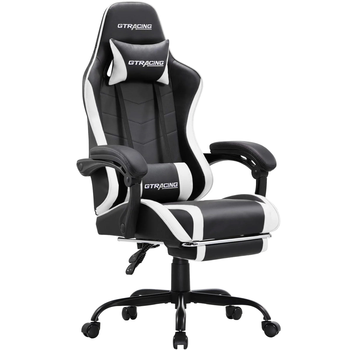 White Gaming Chair with Footrest K2377