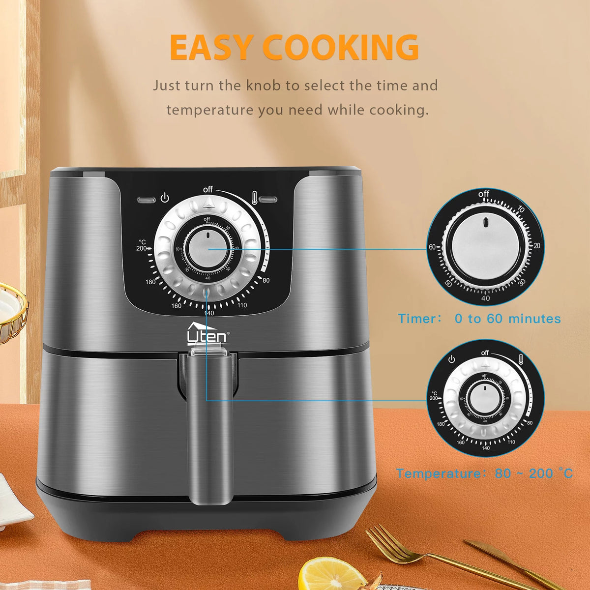 5.8 Quart 1700W 8-in-1 Non-Stick Air Fryer R1590