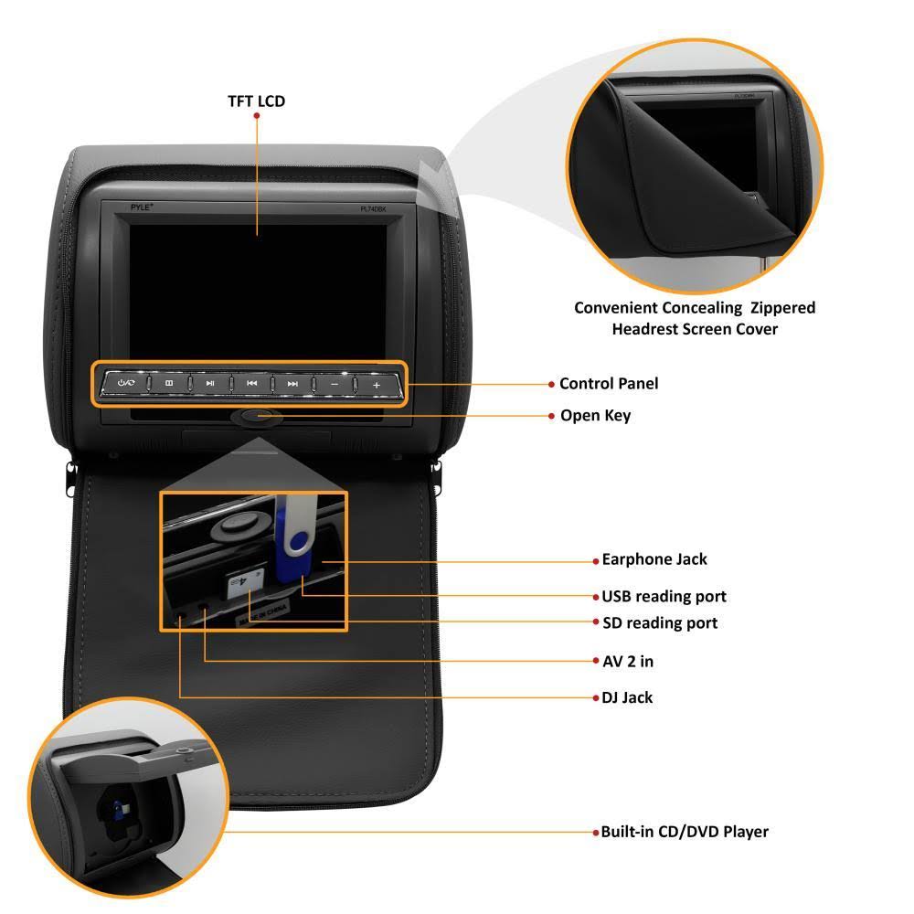 7 inch Car Headrest DVD Player Monitor K9982