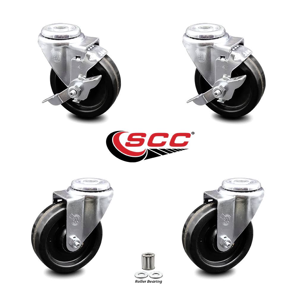 4 Inch Black Swivel Caster Set of 4 with Brake U7109