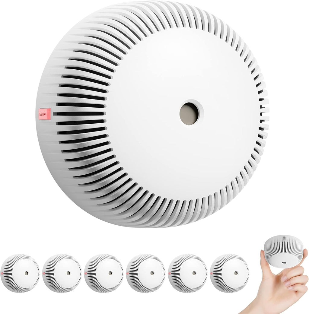 Mini Smoke Detector with 10-Year Battery, Photoelectric Sensor, Pack of 6 Z4897