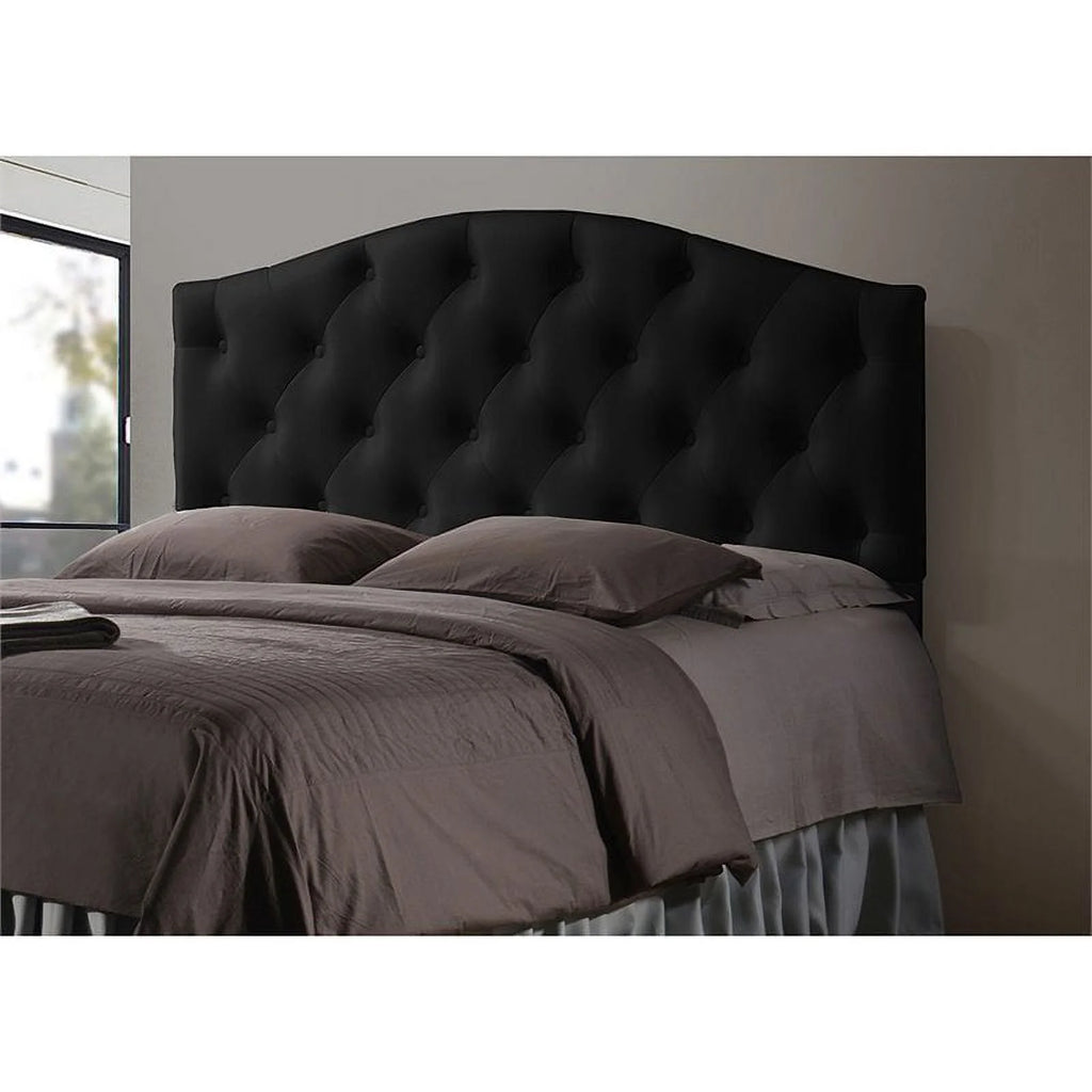 Black Faux Leather Tufted Queen Size Panel Headboard J580580