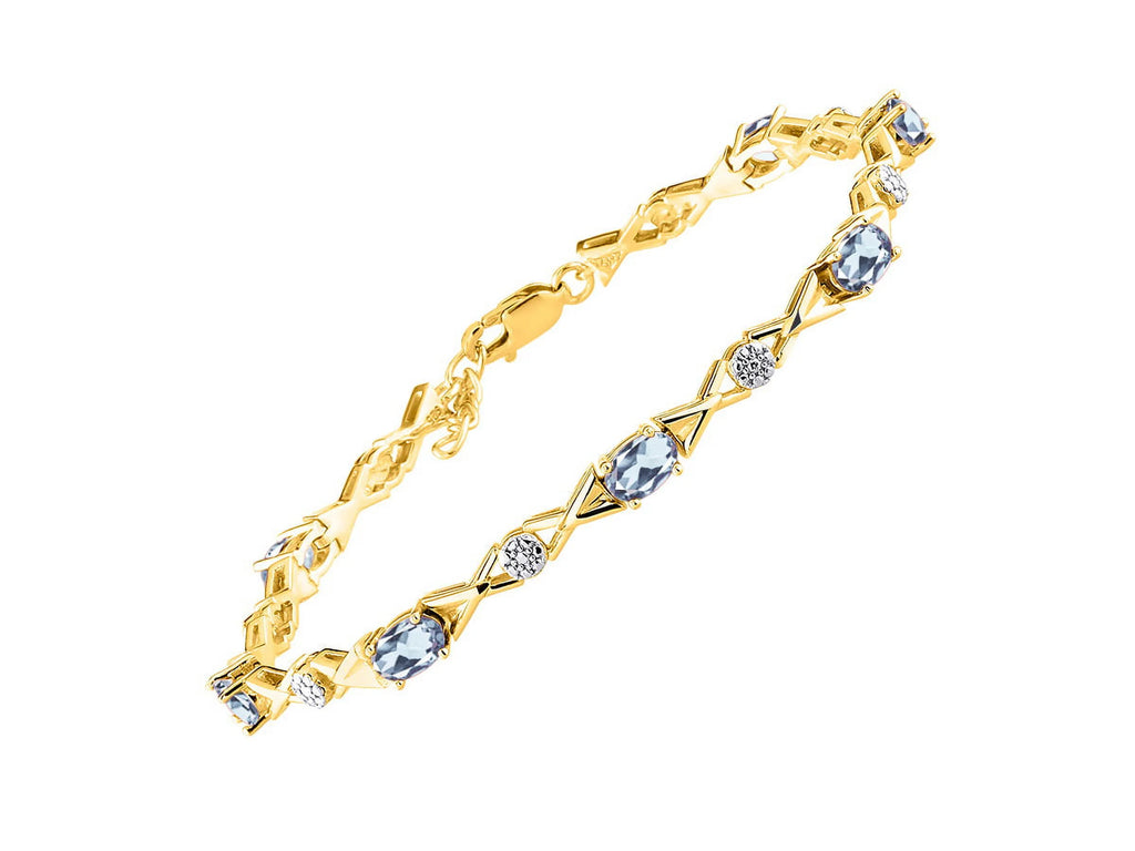 Yellow Gold Plated Silver Hugs & Kisses Angel Necklace, Tennis Bracelet, & Ring Adjustable 7"-8" Wrist & 18" Chain Aquamarine Birthstone Jewelry F58828