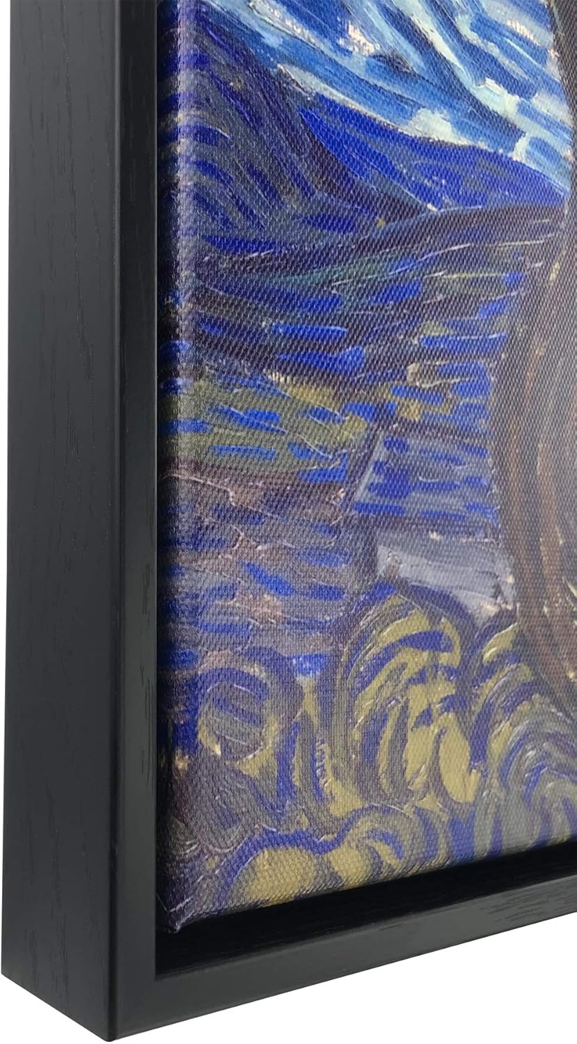 Framed Wall Art Canvas Prints of Starry Night Paintings Reproduction Black Frame Q2821