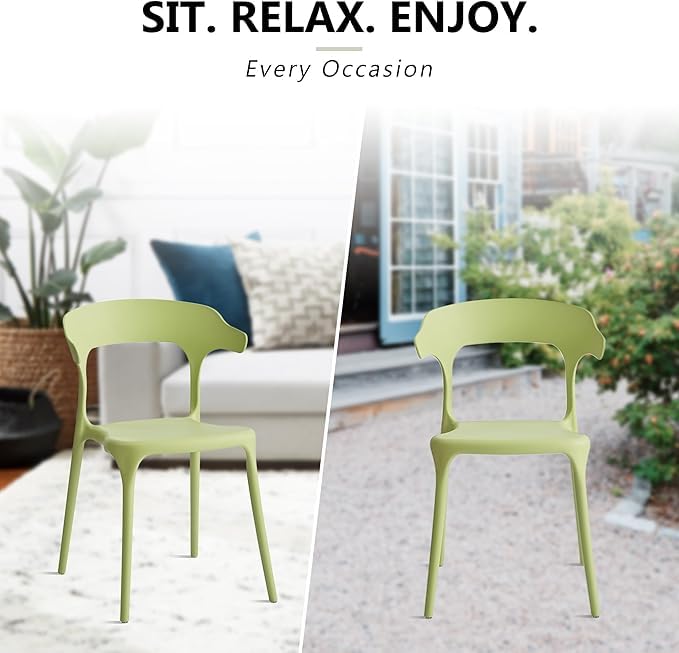 Stackable Plastic Dining Chair Set of 4 Charcoal Gray U921021