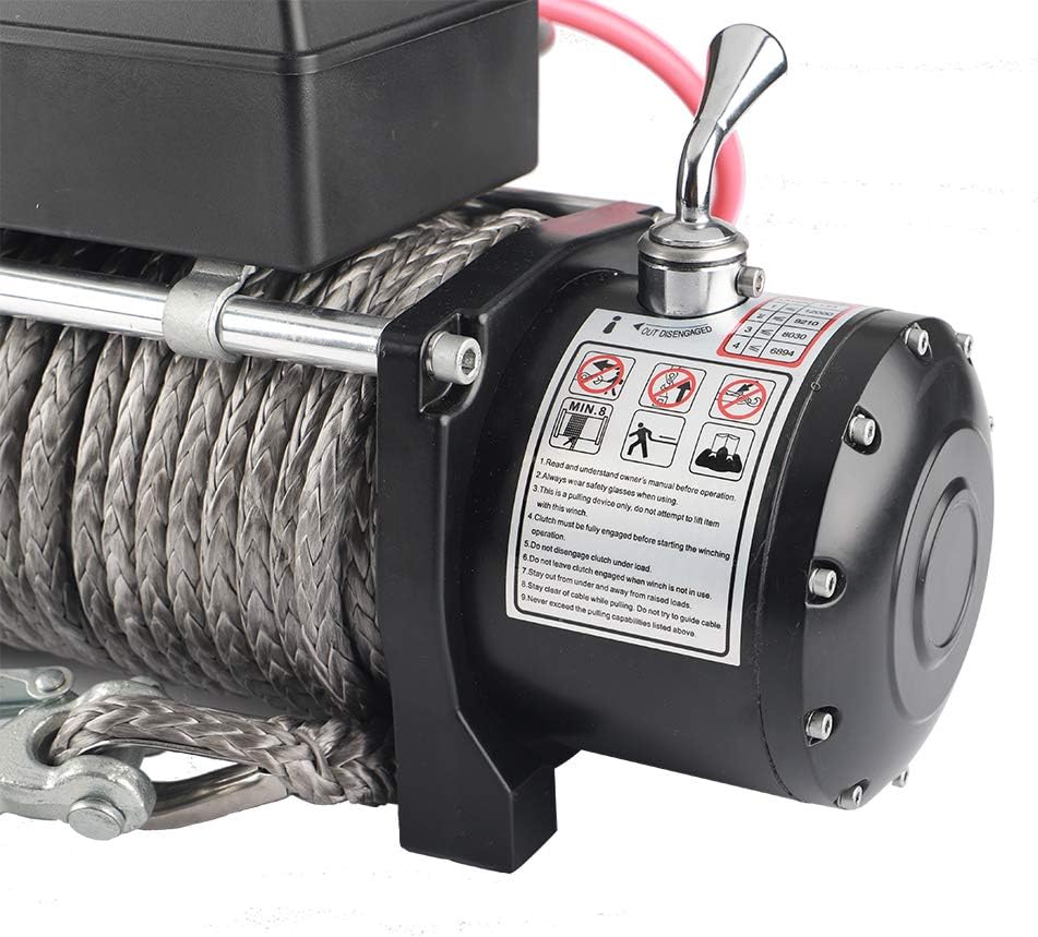 12V DC Winch with Synthetic Rope, 6 Ton (12,000 lb) Pulling Capacity C310340