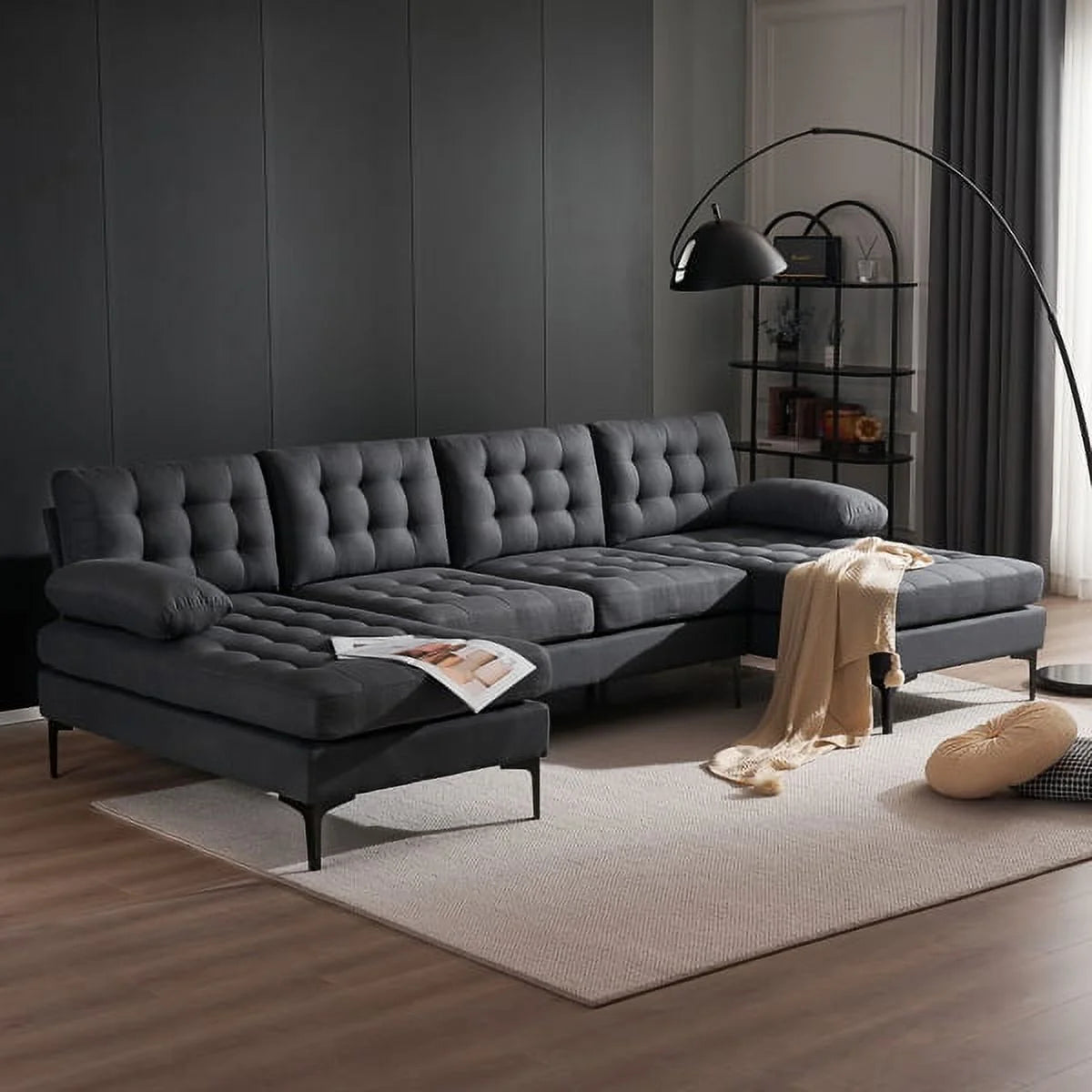 U-shaped Sectional Sofa Dark Gray H17960