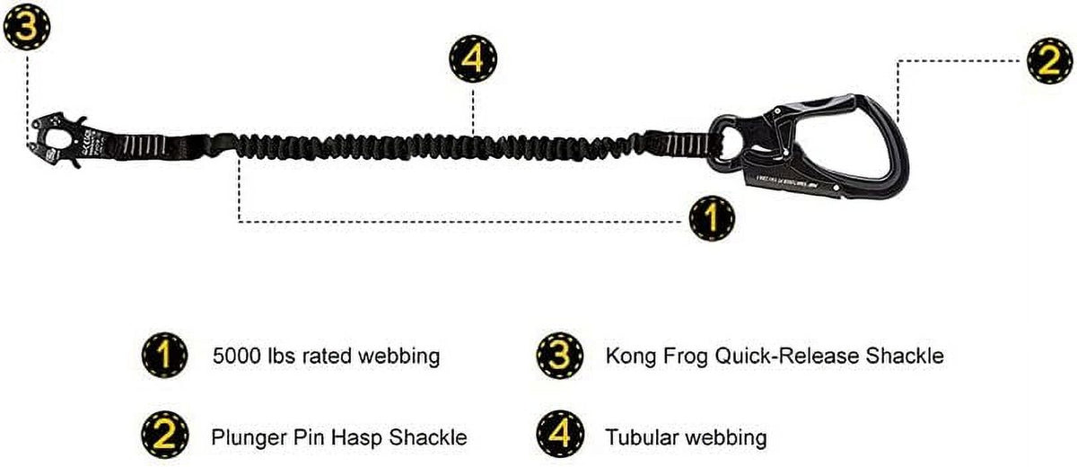 2Ft Elastic Bungee Lanyard with Snap Hook, Black, 24 Inches Q443840