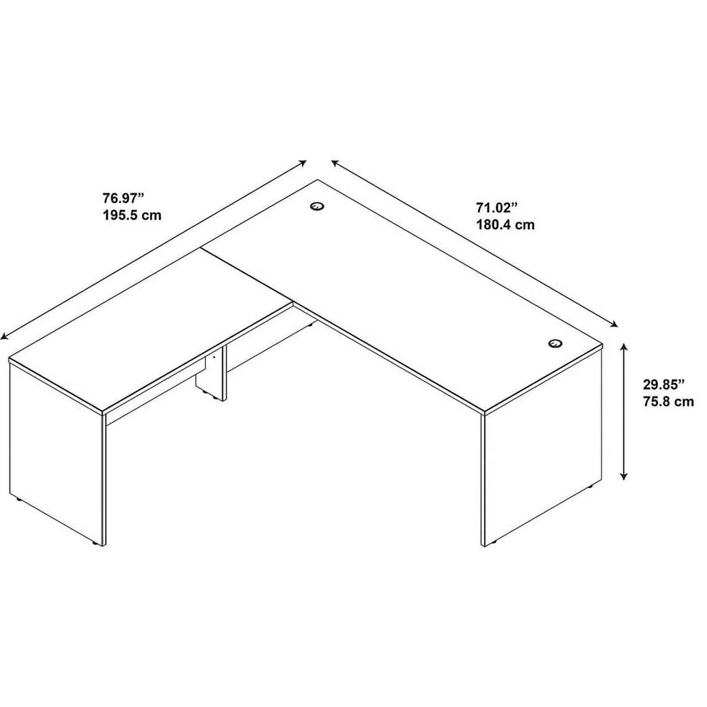 72"x30" Wood L-Shaped Computer Desk J713