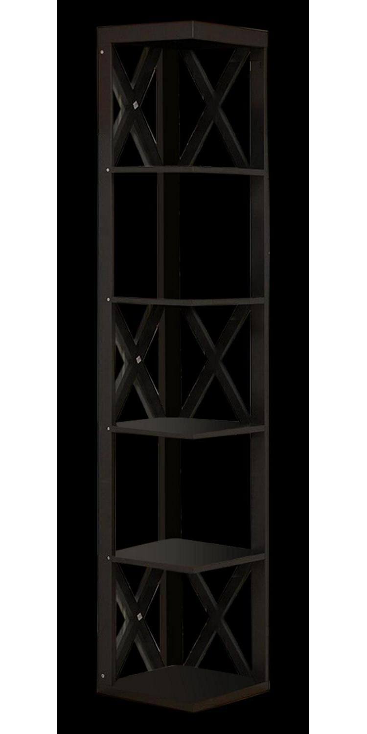 Espresso Wood 5 Tier Corner Bookcase Z846660