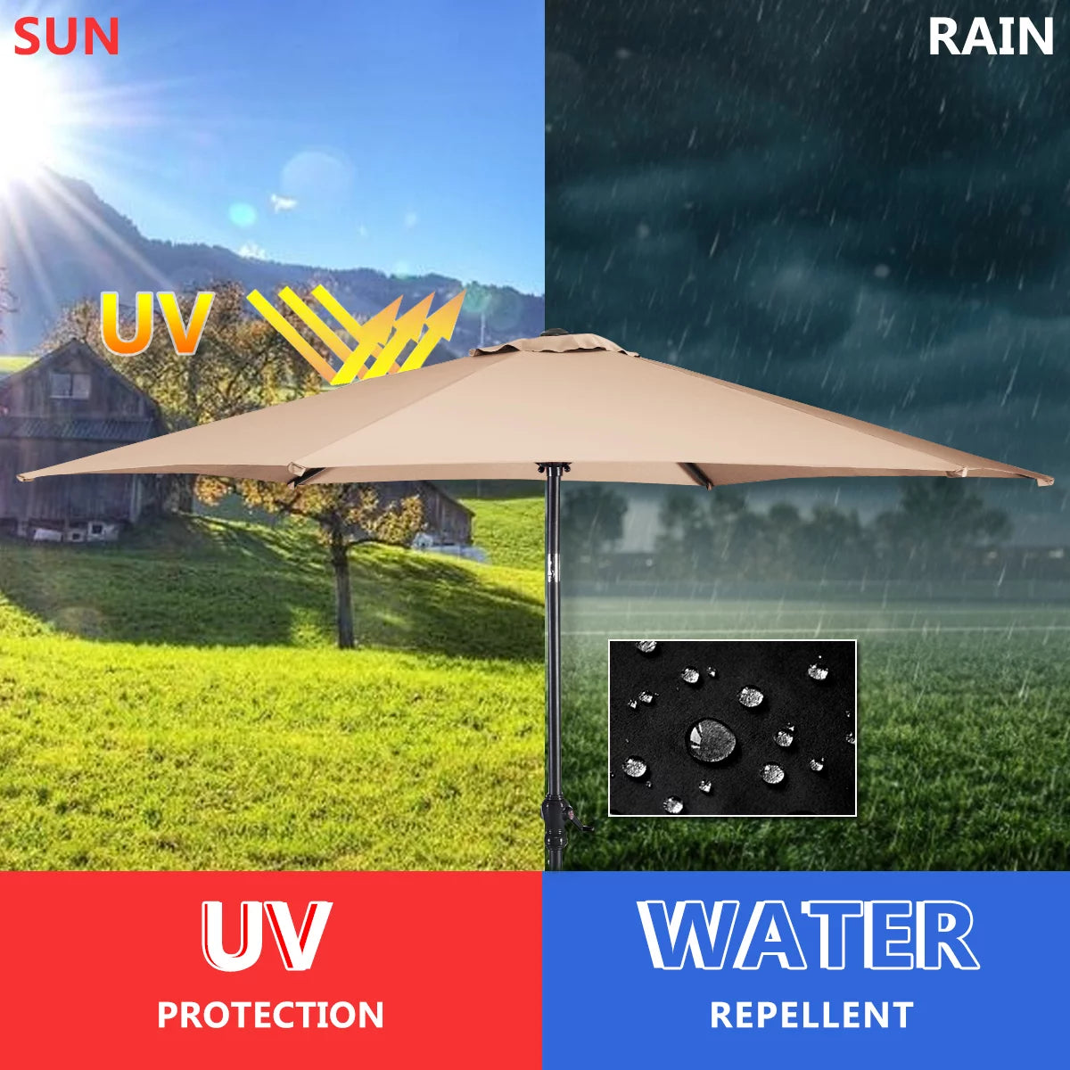 10FT Beige Patio Umbrella D6934