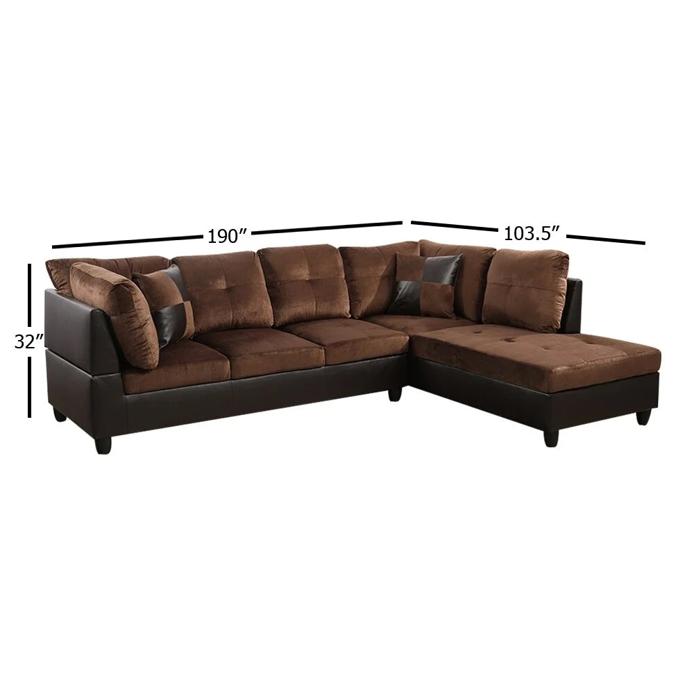 Brown Left Chaise Sectional F8521