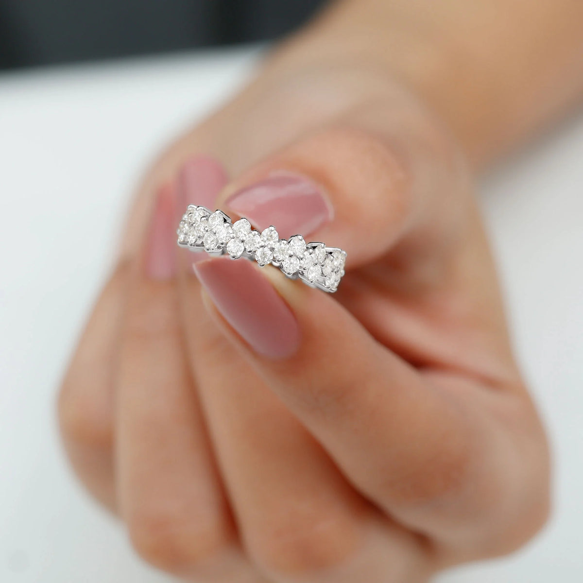 1.75 CT Moissanite Floral Band Ring, 925 Sterling Silver, US 4.00 F62489