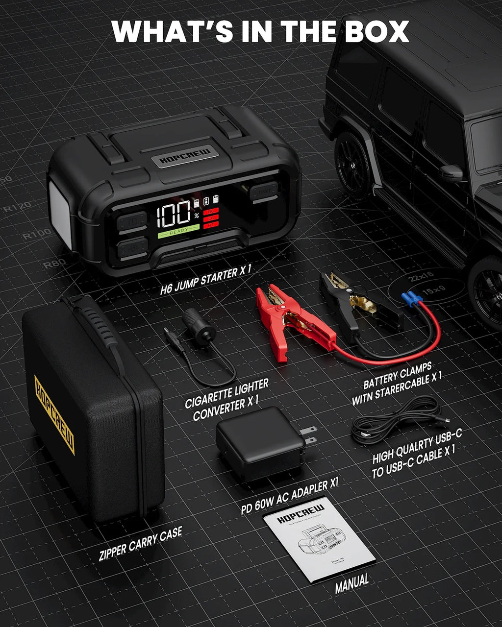 32000mAh 12V Battery Jump Starter with LED Display G686552