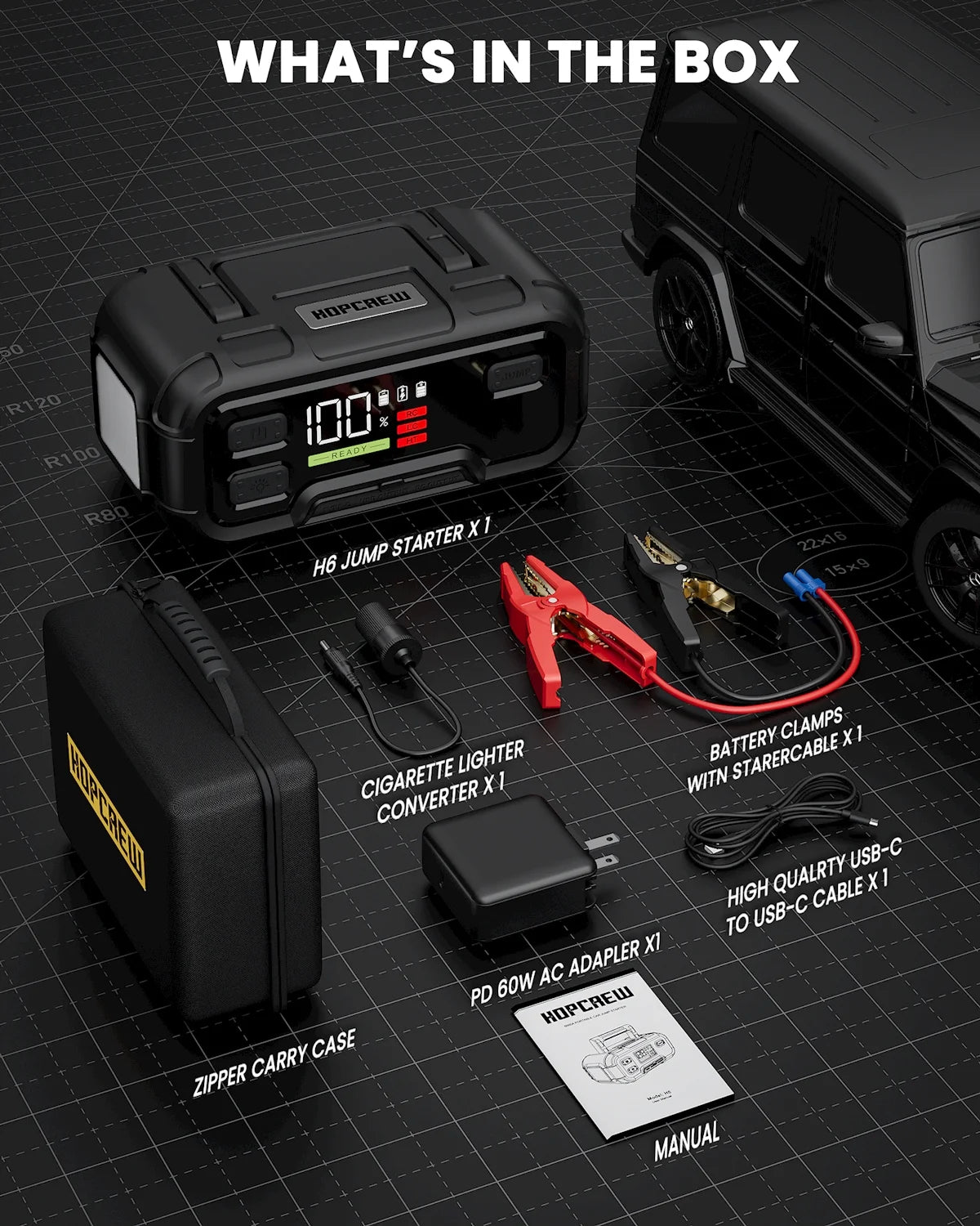32000mAh 12V Battery Jump Starter with LED Display G686552