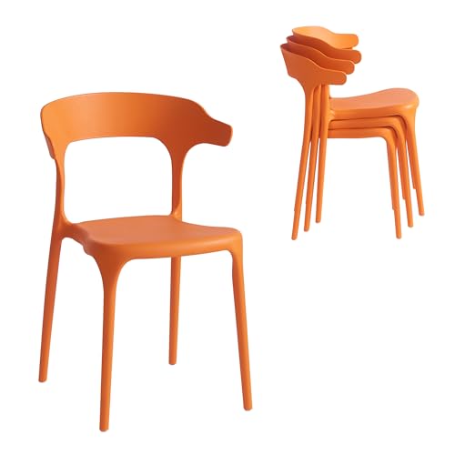 Stackable Plastic Dining Chair Set of 4 Charcoal Gray U921021