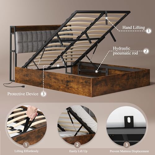 Black Queen Size PU Leather Upholstered Storage Platform Bed T73826