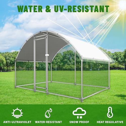 Large Metal Walk-in Chicken Coop with Anti-UV Cover D8276