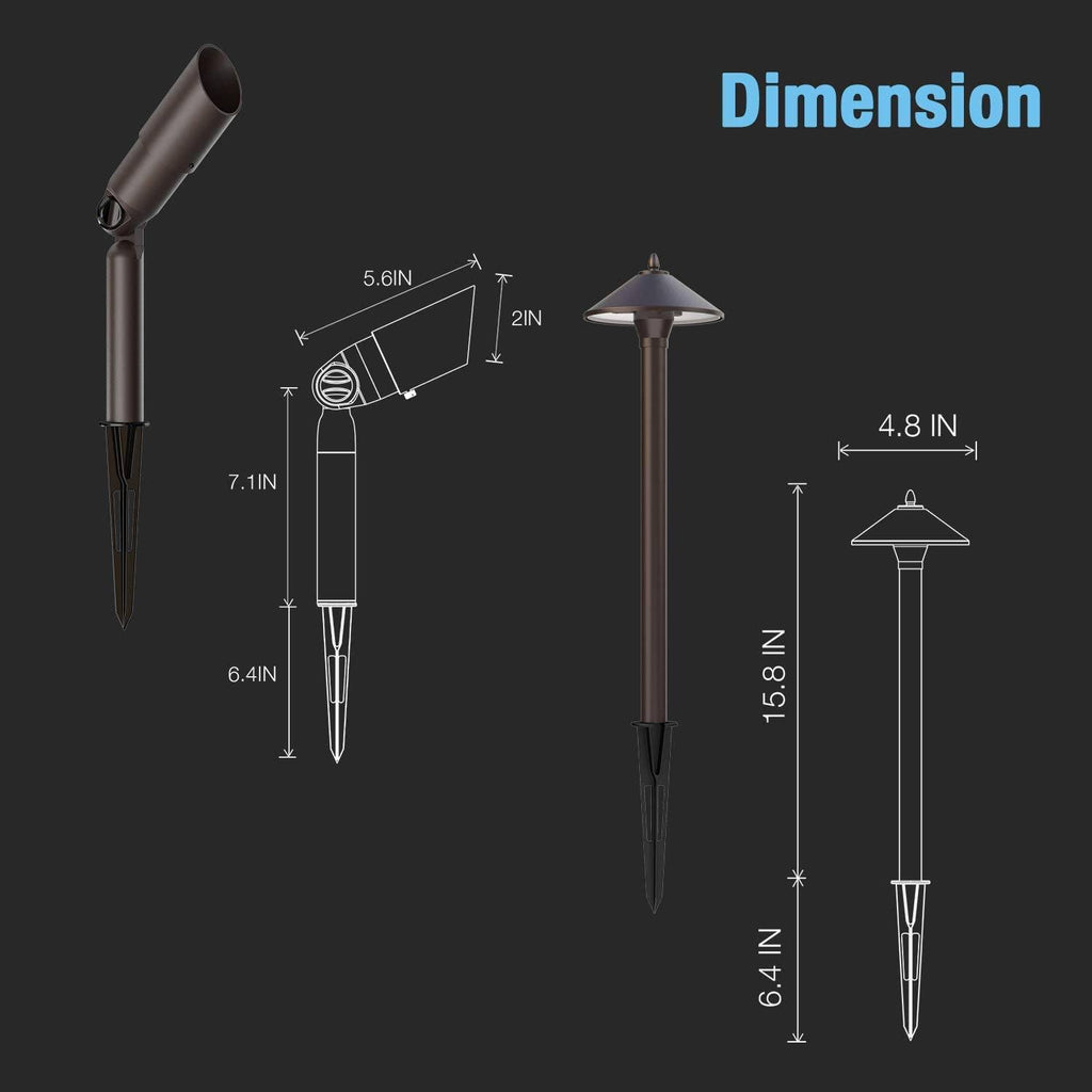 Waterproof Low Voltage Landscape Lighting Set with Spike Stand S97881