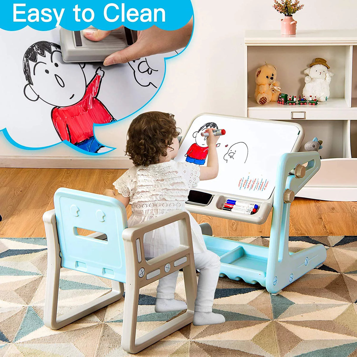 2 in 1 Kids Table & Chair Blue B933322