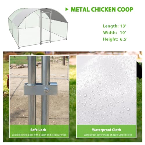 Large Metal Walk-in Chicken Coop with Anti-UV Cover D8276