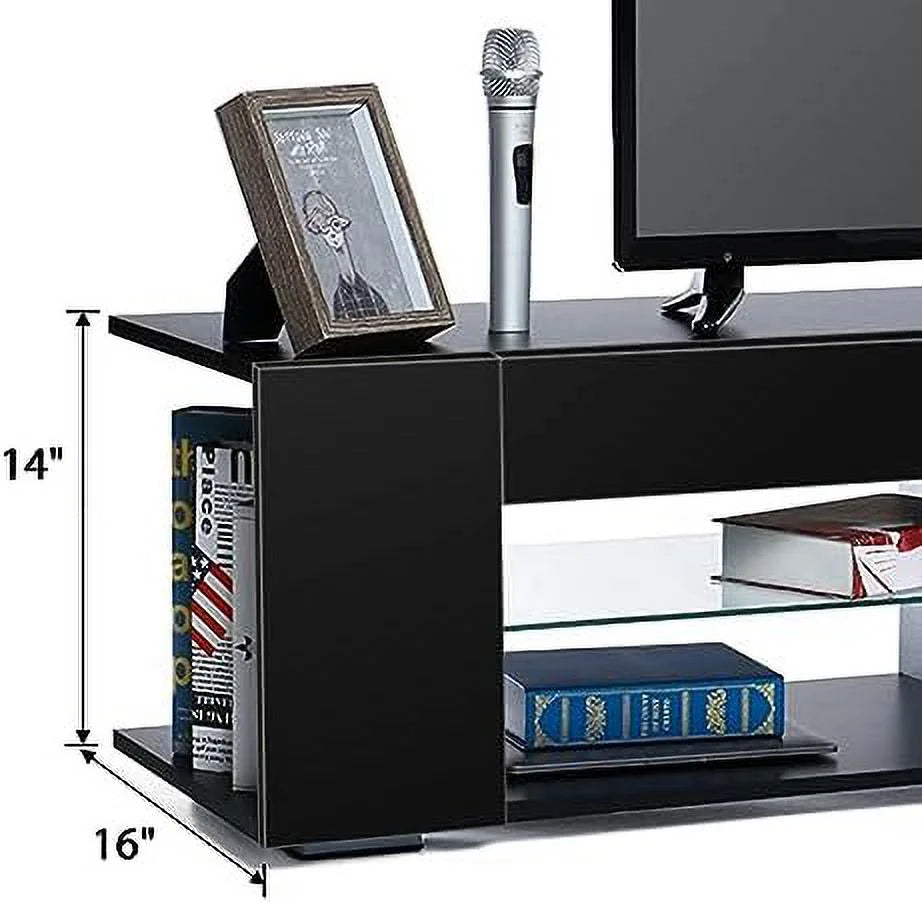 57 Inch LED TV Stand with Glass Shelves Y38240
