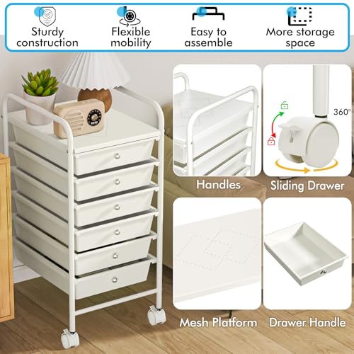 6 Drawer Plastic Rolling Storage Cart K31111