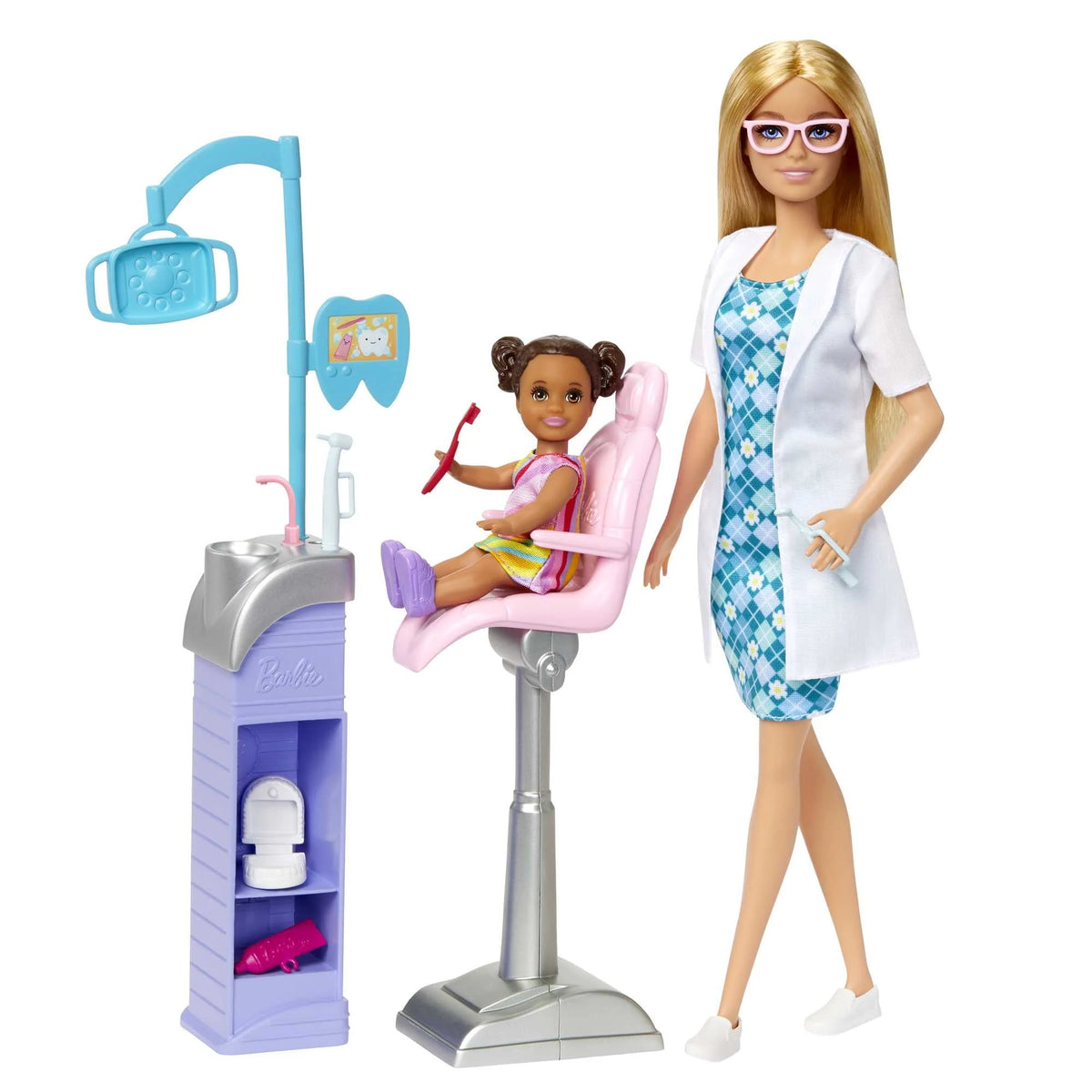 Doll Playset with 2 Dolls, Exam Chair & Dental Tools H230