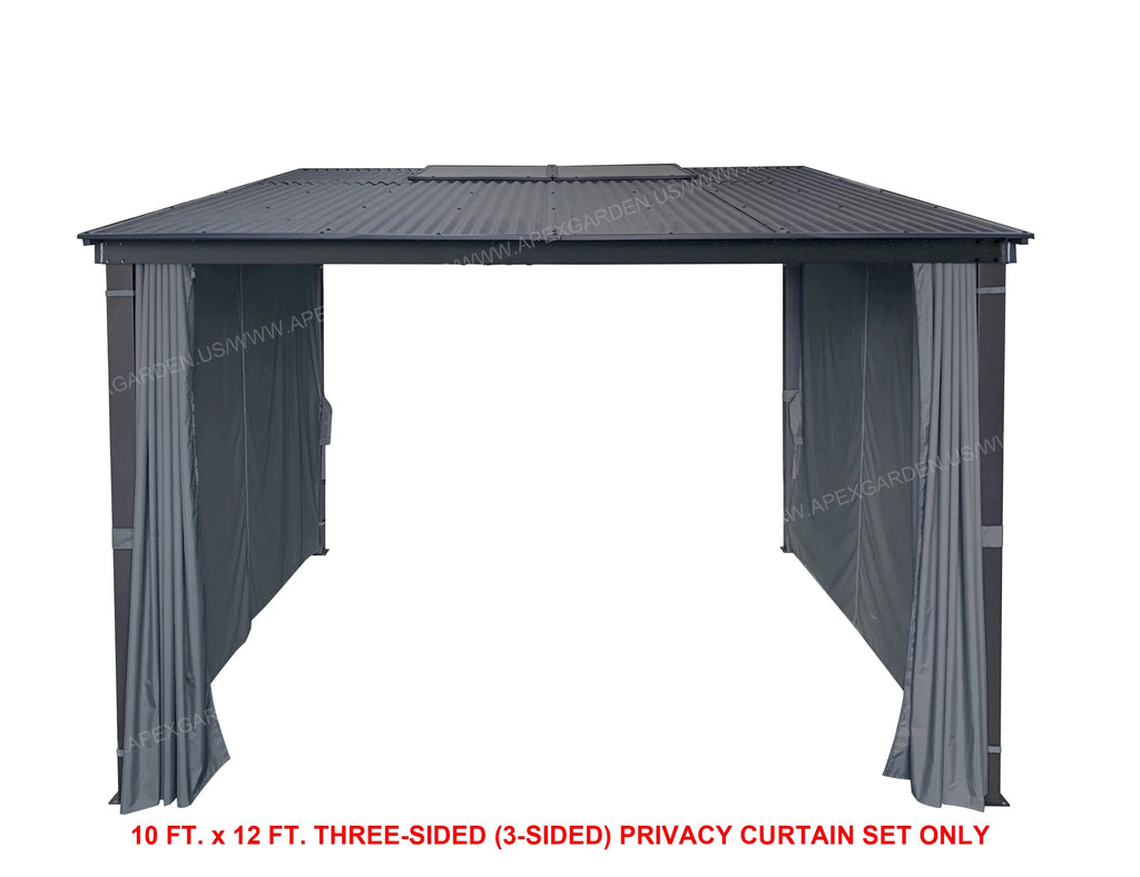 10' x 12' 3-Sided Privacy Curtain Set for Wall-Mounted Sun Shelter S685