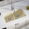 White Double Bowl Quartz Kitchen Sink M837